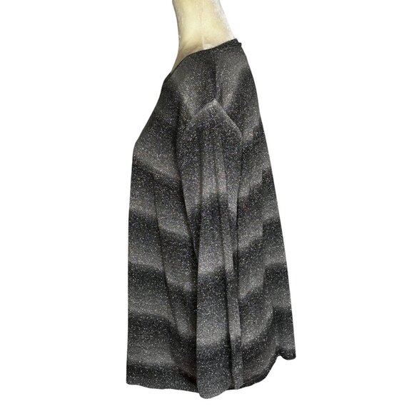 Alfred Dunner Sweater 1X Plus Size Gray Stripe Metallic Pullover Crew Neck - Picture 5 of 8